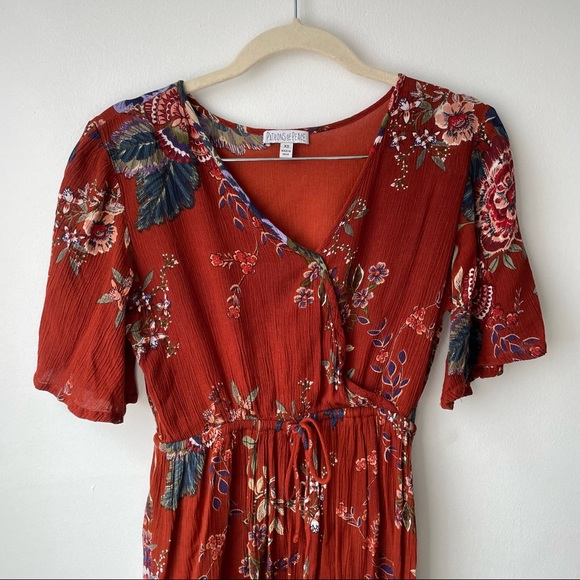 Patrons of Peace Terracotta Floral Round Hem Maxi Dress - Picture 2 of 3